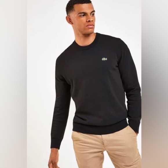 Lacoste Other - Lacoste black cotton jumper crew neck semi-fitted sweater